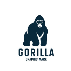 Simple Iconic Happy Gorilla Logo Design. Vector Illustration.