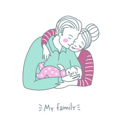 A young family-mother, father and child. Vector illustration.