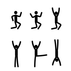 happy dancing stick man isolated on white background