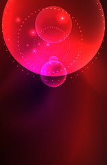 Neon shiny transparent glowing circles with light effects. Techno futuristic vector abstract background For Wallpaper, Banner, Background, Card, Book Illustration, landing page