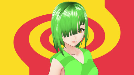 Anime Girl Cartoon Character Japanese Girl with a smile and Background it's Anime Manga Girl from Japan