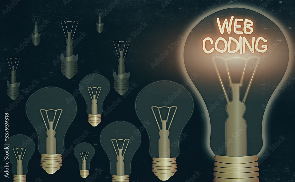 Aufkleber word writing text web coding. business photo showcasing work involved in developing a web site for t