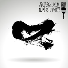 Black brush stroke and texture. Grunge vector abstract hand - painted element. Underline and border design.
