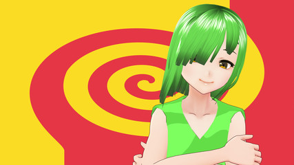 Anime Girl Cartoon Character Japanese Girl with a smile and Background it's Anime Manga Girl from Japan