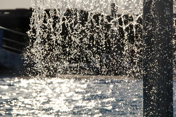 Splashes of water fall down