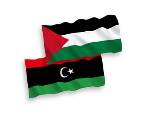 Flags of Palestine and Libya on a white background