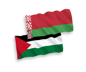 Flags of Palestine and Belarus on a white background