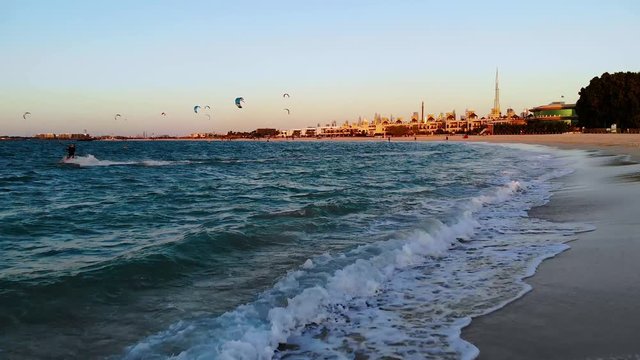 Drone footage along the kitesurfing beach