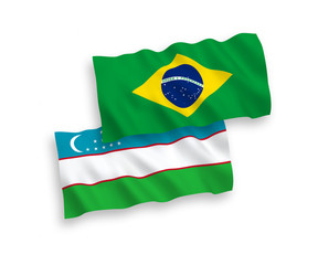 Flags of Brazil and Uzbekistan on a white background