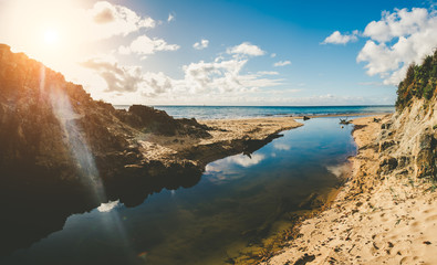 Small creek flowing into the Port Phillip Bay on Mornington Peninsula - scenic landscape
