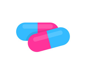 pile capsule drug isolated on white, icon blue pink capsule single, clip art capsules, medicines, tablets, capsules, drug of painkillers, antibiotics, vitamins, illustration medical drug flat for icon