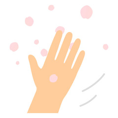 Obraz premium 桜の花びらと掌