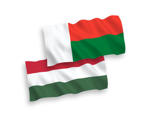Obraz premium Flags of Madagascar and Hungary on a white background