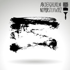 Black brush stroke and texture. Grunge vector abstract hand - painted element. Underline and border design.