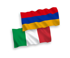 Flags of Italy and Armenia on a white background