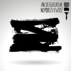 Black brush stroke and texture. Grunge vector abstract hand - painted element. Underline and border design.