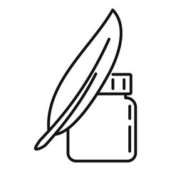Ink feather jar icon. Outline ink feather jar vector icon for web design isolated on white background