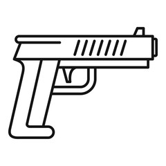 Police pistol icon. Outline police pistol vector icon for web design isolated on white background