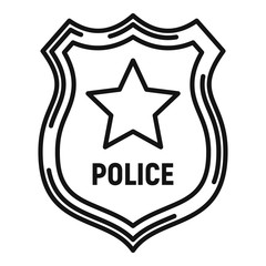 Police badge icon. Outline police badge vector icon for web design isolated on white background