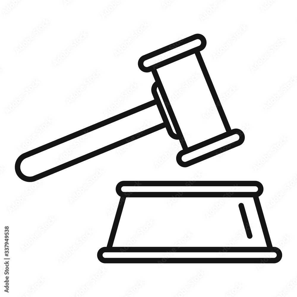 Poster judge gavel icon. outline judge gavel vector icon for web design isolated on white background