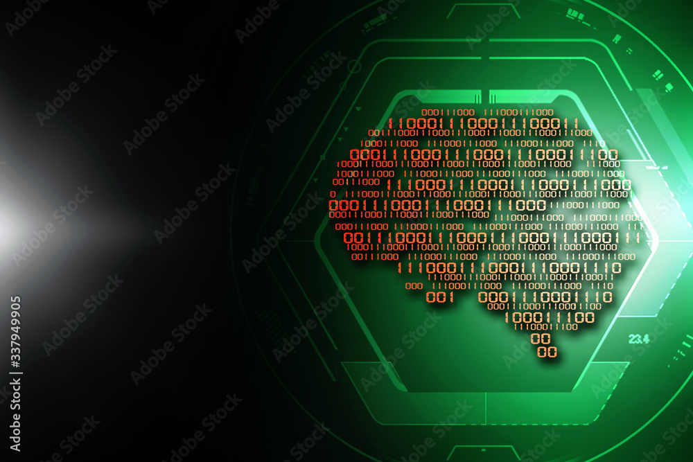 Poster 2d illustration abstract digital binary data on computer screen