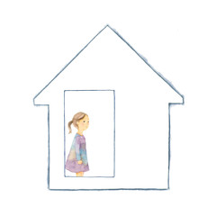 孤独な少女、家