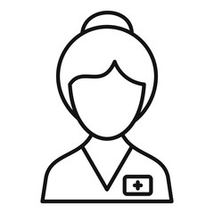 Female nurse icon. Outline female nurse vector icon for web design isolated on white background