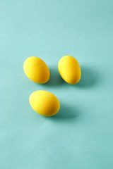easter eggs on a blue background.