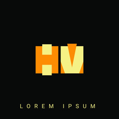 Modern creative shaped HV, VH, H, V logo. Initial Logo Designs Templete with Black Background. Vector Illustration