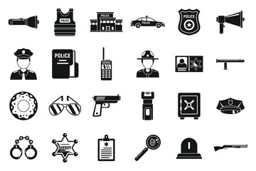 Police station security icons set. Simple set of police station security vector icons for web design on white background