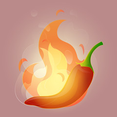 Obraz premium illustration Mexican Chili with a fireball on dark pink background