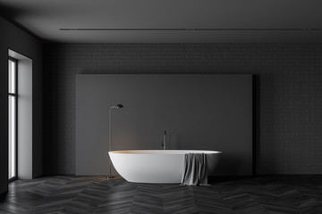 Naklejka na ściany i meble Dark grey bathroom interior with tub