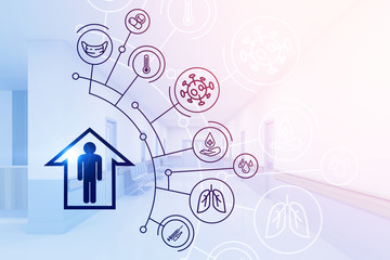 Coronavirus stay home interface, hospital lobby