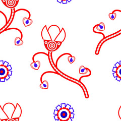 Folk red floral pattern