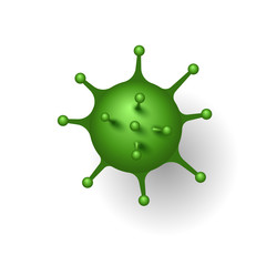 Coronavirus 2019-nCoV. Corona virus 3D icon. Green sign isolated on white background. China pathogen respiratory infection. Design bacteria-cell. Influenza pandemic. Corona-virus. Vector illustration