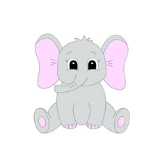 Cartoon cute elephant. Vector illustration for children.