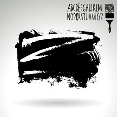 Black brush stroke and texture. Grunge vector abstract hand - painted element. Underline and border design.