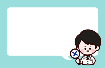 Doctor wearing laboratory coat / man / speech bubble / incorrect