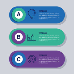 statistical infographic with letters and icons vector illustration design