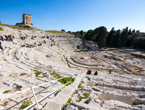 Greek theatre at Archaeological Park of Neapolis, Syracuse, Sicily, Italy