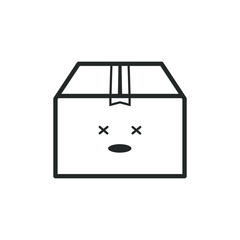 Dead delivery box border icon on a white background. Emotions