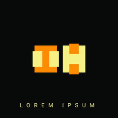 Modern creative shaped IH, HI, I, H logo. Initial Logo Designs Templete with Black Background. Vector Illustration