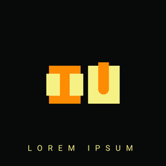Modern creative shaped IU, UI, I, U logo. Initial Logo Designs Templete with Black Background. Vector Illustration