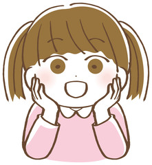 Naklejka premium 頬杖をつく女の子のイラスト