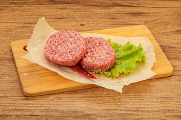 Raw beef cutlet for burger