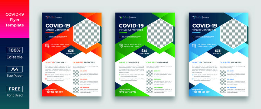 COVID 19 virtual conference flyer template design