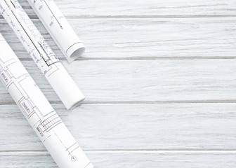 Architect workplace top view