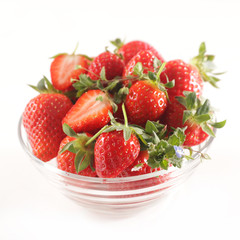bowl of strawberry isolated on white background