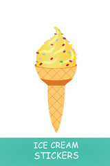 Different ice cream set isolated on white background. Cartoon dessert. Vector illustration