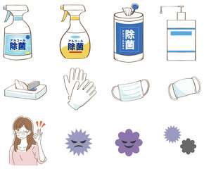 ウイルス除菌　イラストセット